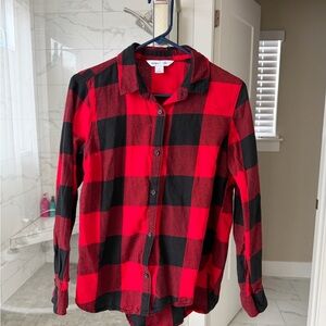 Old Navy Buffalo Check Red and Black Plaid Button-Up Shirt